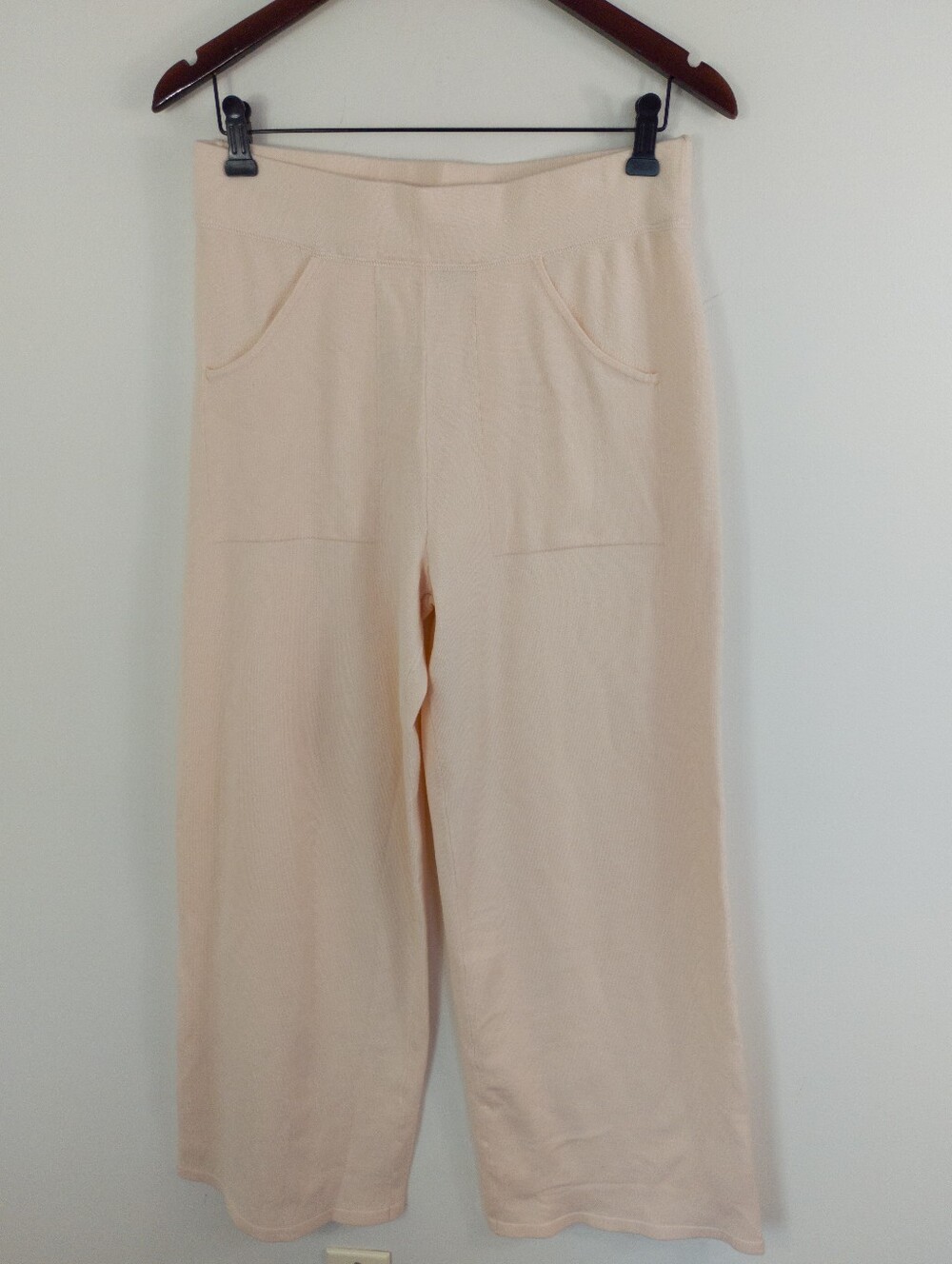 Zilch Amsterdam Cream Wide Leg Knit Pants M/L Pockets